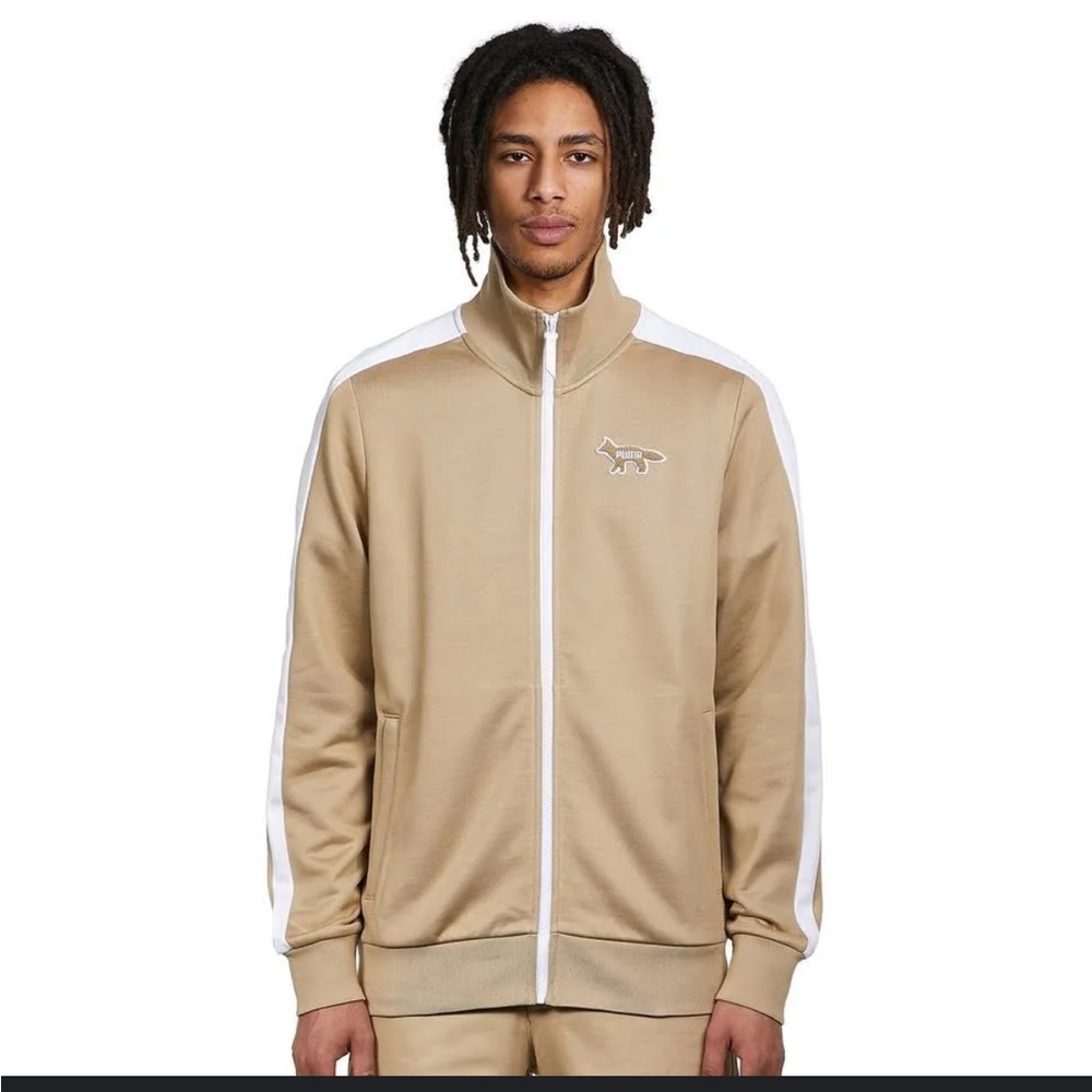 Puma x Maison Kitsuné T7 Track Jacket Small NWT Beige Fox Logo Limited Edition - Picture 9 of 11